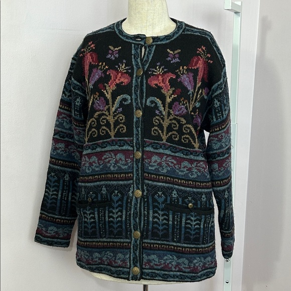 Icelandic Design Fair Isle Knit Cardigan Sweater - Picture 2 of 11